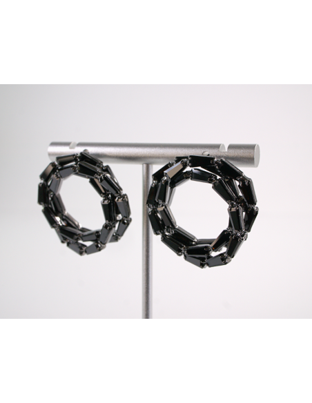 Kolczyki WIECZOROWE Z CYRKONIAMI Lolita Akcesoria srebrny sztyft 925 CZARNY