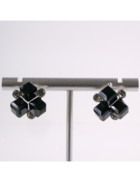 Kolczyki WIECZOROWE CZARNE KRYSZTAŁY  Lolita Akcesoria SREBRNY SZTYFT 925