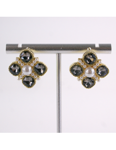 Kolczyki WIECZOROWE GRAFITOWY CYRKONIE  Lolita Akcesoria...