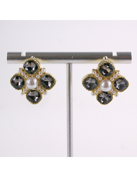 Kolczyki WIECZOROWE GRAFITOWY CYRKONIE  Lolita Akcesoria SREBRNY SZTYFT 925