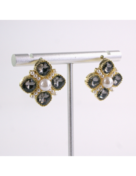 Kolczyki WIECZOROWE GRAFITOWY CYRKONIE  Lolita Akcesoria SREBRNY SZTYFT 925