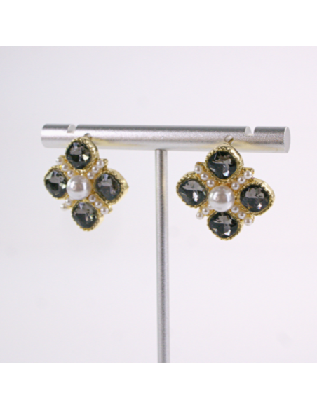 Kolczyki WIECZOROWE GRAFITOWY CYRKONIE  Lolita Akcesoria SREBRNY SZTYFT 925