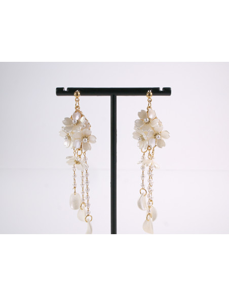 Kolczyki PERŁOWE KWIATKI KWIATY MAXI Lolita Akcesoria SREBRNY SZTYFT 925