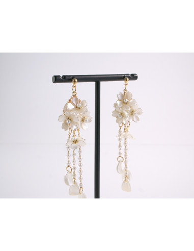 Kolczyki PERŁOWE KWIATKI KWIATY MAXI Lolita...