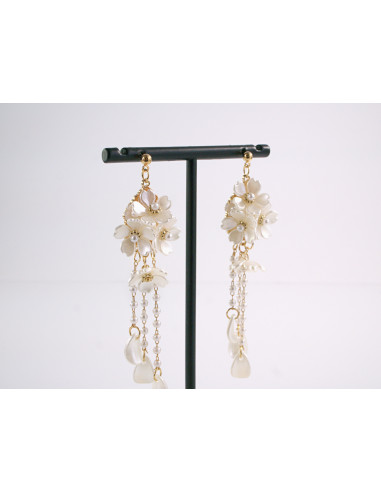 Kolczyki PERŁOWE KWIATKI KWIATY MAXI Lolita...