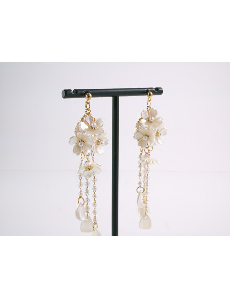 Kolczyki PERŁOWE KWIATKI KWIATY MAXI Lolita Akcesoria SREBRNY SZTYFT 925