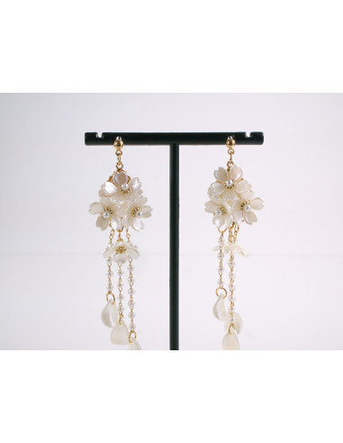 Kolczyki PERŁOWE KWIATKI KWIATY MAXI Lolita...