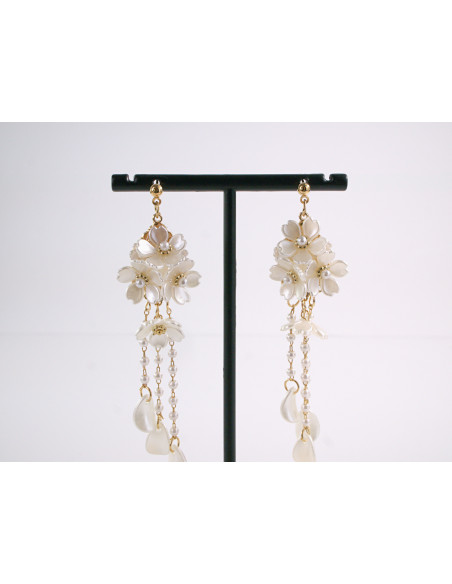 Kolczyki PERŁOWE KWIATKI KWIATY MAXI Lolita Akcesoria SREBRNY SZTYFT 925