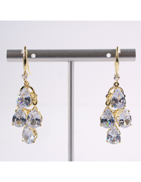 Kolczyki WISZĄCE ŁEZKI CYRKONIE Lolita Akcesoria SREBRNY SZTYFT 925