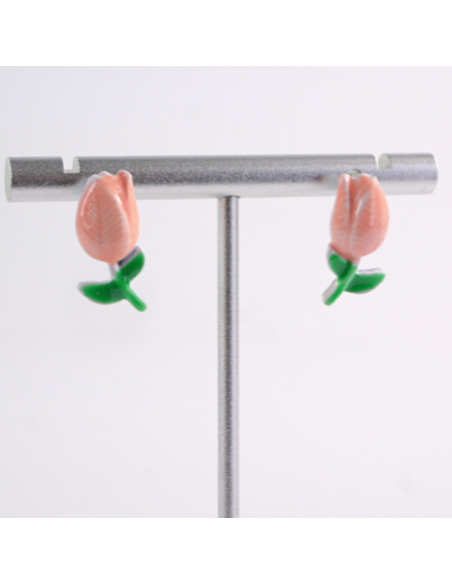 Kolczyki RÓŻOWE TULIPANY Lolita Akcesoria SREBRNY SZTYFT 925