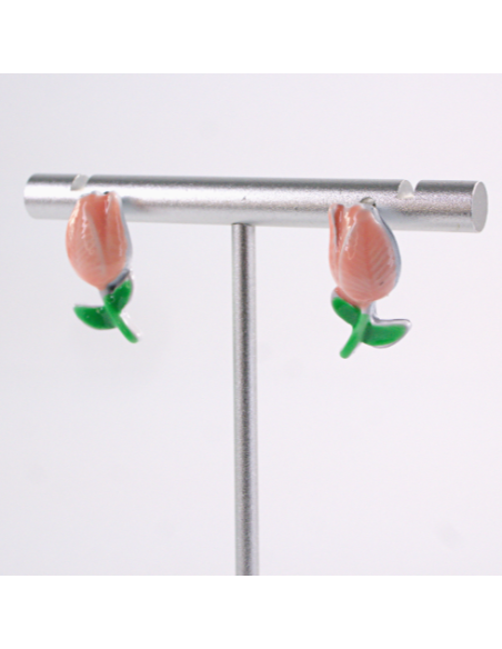 Kolczyki RÓŻOWE TULIPANY Lolita Akcesoria SREBRNY SZTYFT 925
