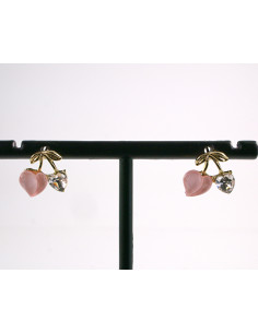 Kolczyki RÓŻOWE SERDUSZKA  Lolita Akcesoria SREBRNY...