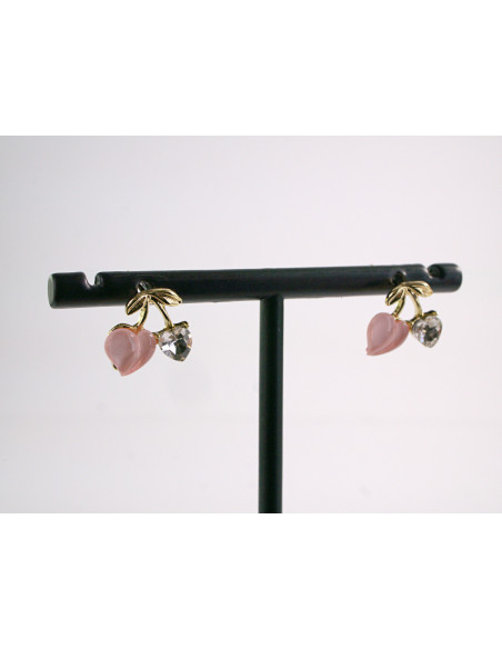 Kolczyki RÓŻOWE SERDUSZKA  Lolita Akcesoria SREBRNY SZTYFT 925