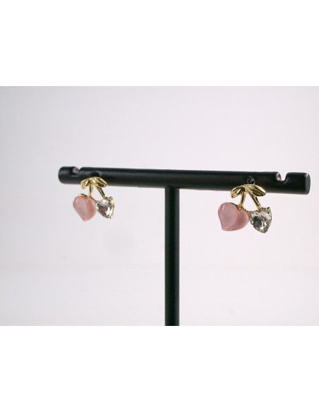 Kolczyki RÓŻOWE SERDUSZKA  Lolita Akcesoria SREBRNY SZTYFT 925