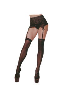 Pończochy z pasem CZARNE KORONKOWE ELEGANCKIE ONE SIZE...