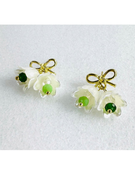 Kolczyki KWIATY KONWALIE BOHO Lolita Accessories srebrny sztyft 925