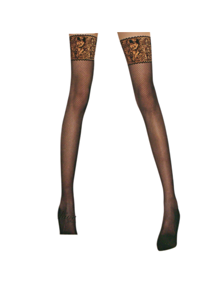 Pończochy samonośne CZARNE KABARETKI WZORY ONE SIZE Lolita Accessories