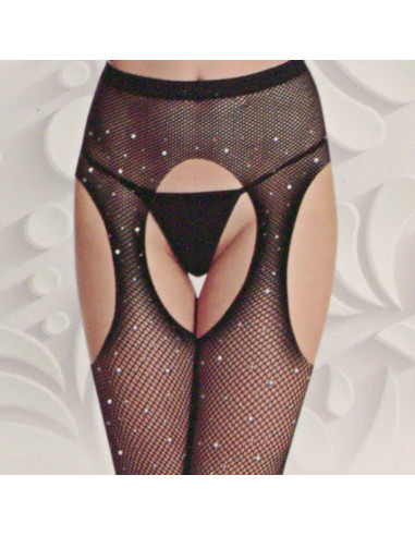 Rajstopy CZARNE KABARETKI Z KRYSZTAŁKAMI ONE...