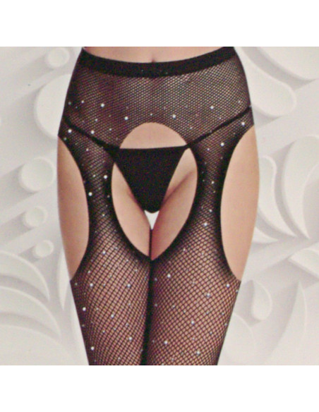 Rajstopy CZARNE KABARETKI Z KRYSZTAŁKAMI ONE SIZE Lolita Accessories