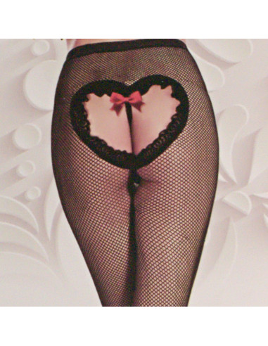 Rajstopy CZARNE KABARETKI SERCE WYCIĘCIE ONE...