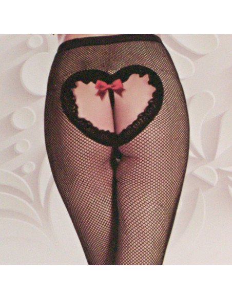 Rajstopy CZARNE KABARETKI SERCE WYCIĘCIE ONE SIZE Lolita Akcesoria
