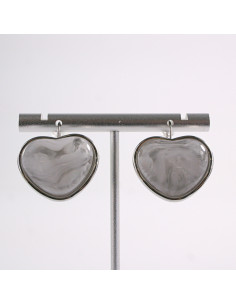 Kolczyki SREBRNE  AKRYLOWE SERCE  STAL CHIRURGICZNA...