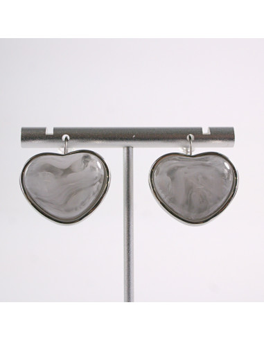 Kolczyki SREBRNE  AKRYLOWE SERCE  STAL...