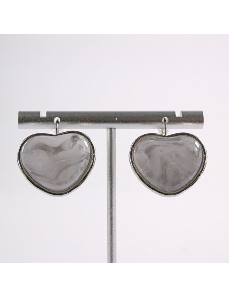 Kolczyki SREBRNE  AKRYLOWE SERCE  STAL CHIRURGICZNA  LOLITA AKCESORIA