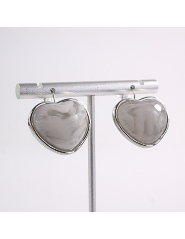 Kolczyki SREBRNE  AKRYLOWE SERCE  STAL...