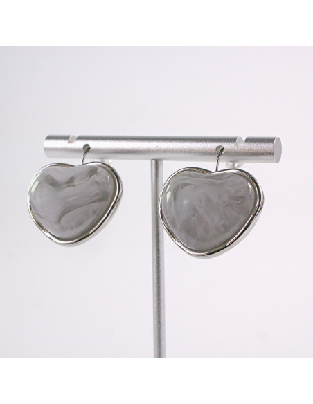 Kolczyki SREBRNE  AKRYLOWE SERCE  STAL CHIRURGICZNA  LOLITA AKCESORIA