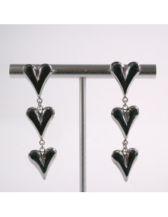 Kolczyki SREBRNE  POTRÓJNE SERCE  STAL CHIRURGICZNA...