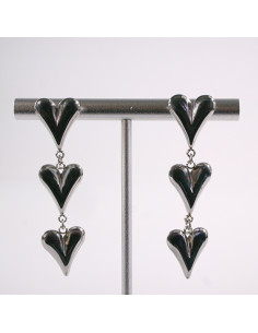 Kolczyki SREBRNE  POTRÓJNE SERCE  STAL CHIRURGICZNA... 2