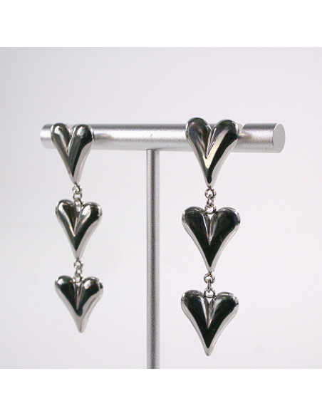 Kolczyki SREBRNE  POTRÓJNE SERCE  STAL CHIRURGICZNA  LOLITA AKCESORIA