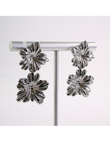 Kolczyki SREBRNE  KWIATY KWIATKI  STAL...