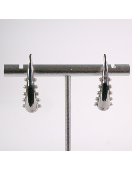 Kolczyki SREBRNE  ŁEZKI Z PEREŁKAMI  STAL CHIRURGICZNA  LOLITA AKCESORIA