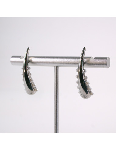 Kolczyki SREBRNE  ŁEZKI Z PEREŁKAMI  STAL...