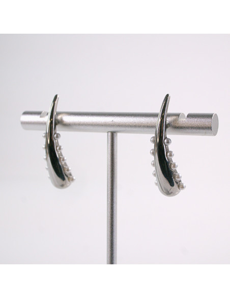 Kolczyki SREBRNE  ŁEZKI Z PEREŁKAMI  STAL CHIRURGICZNA  LOLITA AKCESORIA