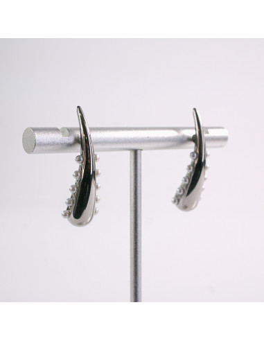 Kolczyki SREBRNE  ŁEZKI Z PEREŁKAMI  STAL...