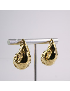 Kolczyki ZŁOTE "GNIECIONE" ŁEZKI   STAL CHIRURGICZNA... 2