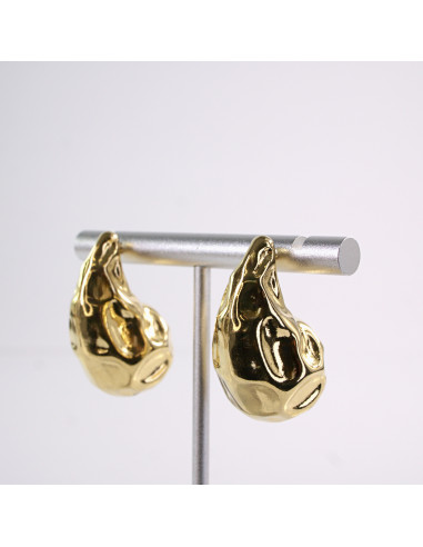 Kolczyki ZŁOTE "GNIECIONE" ŁEZKI   STAL...