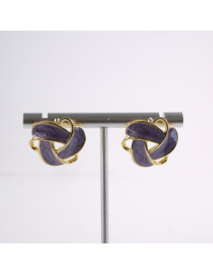 Kolczyki ZŁOTO FIOLETOWE PRECLE SUPEŁKI STAL CHIRURGICZNA...