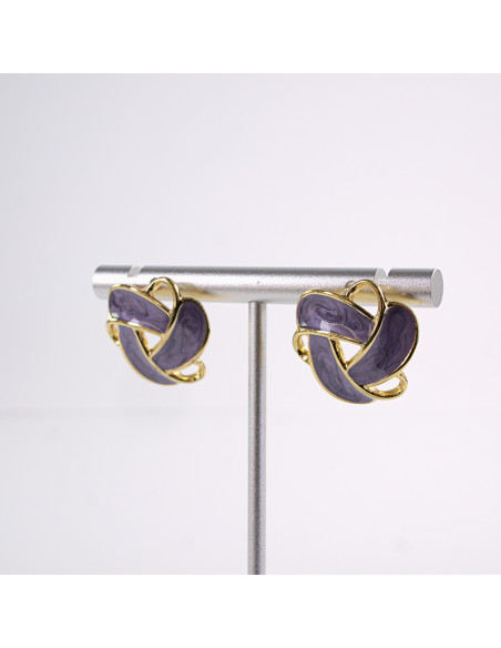 Kolczyki ZŁOTO FIOLETOWE PRECLE SUPEŁKI STAL CHIRURGICZNA  LOLITA AKCESORIA