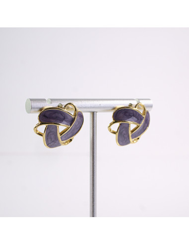 Kolczyki ZŁOTO FIOLETOWE PRECLE SUPEŁKI STAL...