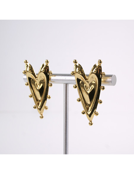 Kolczyki ZŁOTE  SERCE SERCA   STAL CHIRURGICZNA  LOLITA AKCESORIA