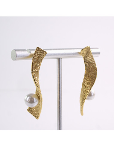 Kolczyki ZŁOTE ŚWIDERKI Z PERŁĄ  STAL...
