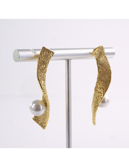 Kolczyki ZŁOTE ŚWIDERKI Z PERŁĄ  STAL CHIRURGICZNA  LOLITA AKCESORIA