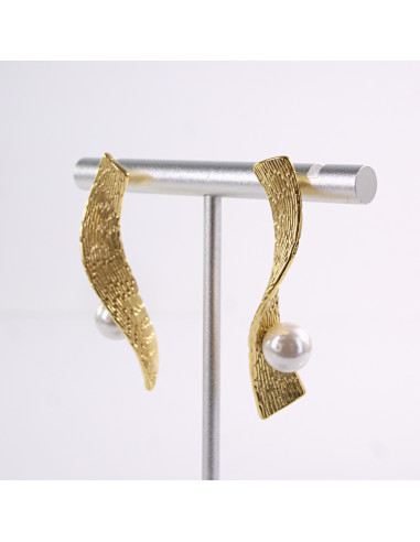 Kolczyki ZŁOTE ŚWIDERKI Z PERŁĄ  STAL...