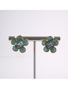 Kolczyki KWIATKI KWIATY TURKUSOWY   STAL CHIRURGICZNA...