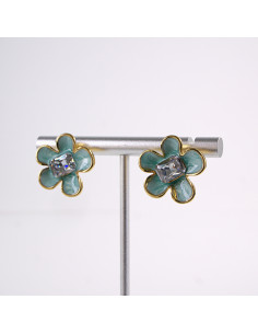 Kolczyki KWIATKI KWIATY TURKUSOWY   STAL CHIRURGICZNA... 2