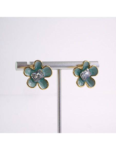 Kolczyki KWIATKI KWIATY TURKUSOWY   STAL CHIRURGICZNA  LOLITA AKCESORIA